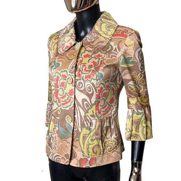 Lafayette 148 Floral Brocade Peplum Jacket Size 2 - Picture 5 of 9